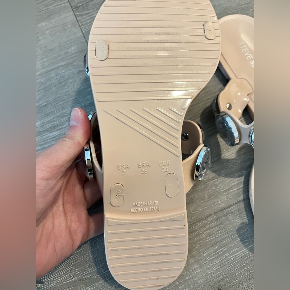 Steve Madden Nude Sandal with Large Clear Crystal Accents - Picture 2 of 2